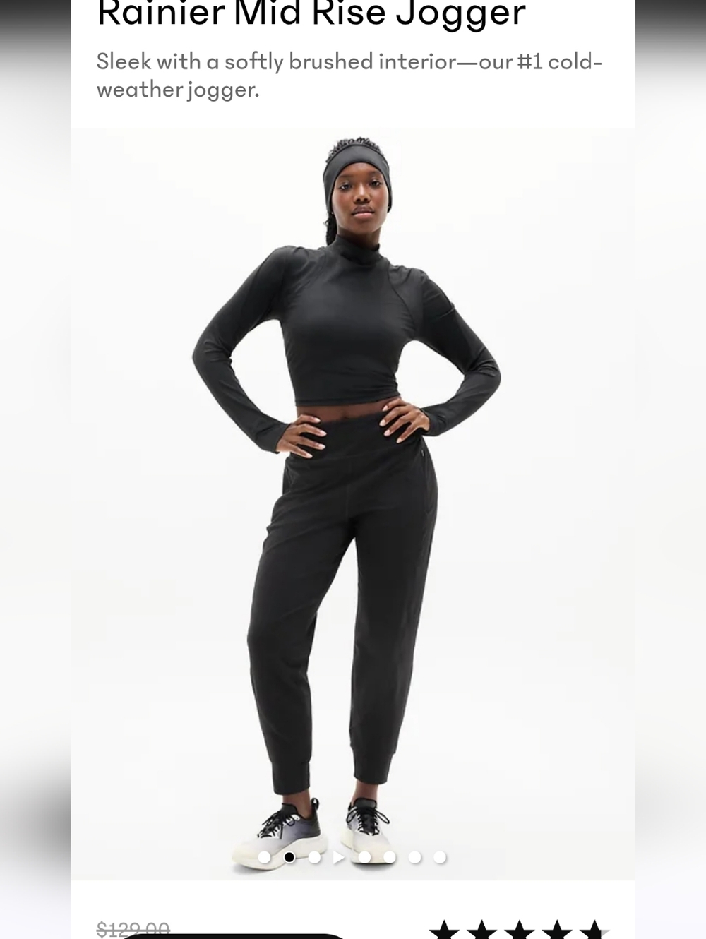 Athleta Rainier Mid Rise Jogger Pants - Black Sz L